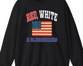 Red White Blueberries 4th of July sweatshirt hoodie: Patriotic US Flag Food America Gift