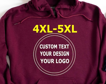 Oversized Plus Size 4XL 5XL Custom Text Logo sweatshirt hoodie T-Shirt Personalized Gift