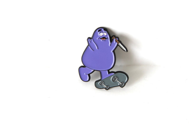 EVIL GRIMACE punk ENAMEL pin purple skateboarding buddy guy image 2