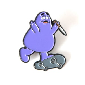 EVIL GRIMACE punk ENAMEL pin purple skateboarding buddy guy image 1