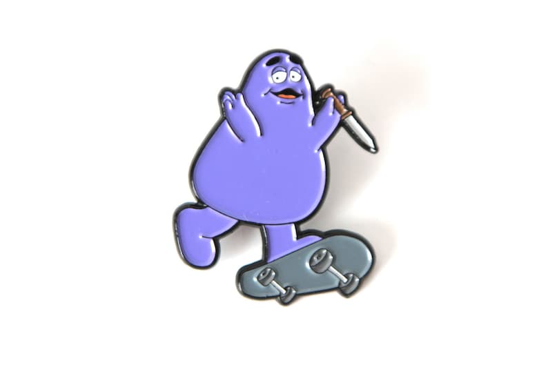 EVIL GRIMACE punk ENAMEL pin purple skateboarding buddy guy image 1