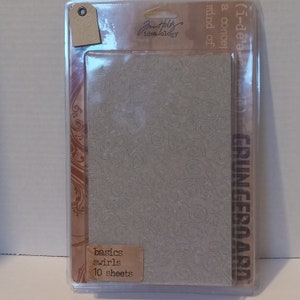 Tim Holtz Basics Swirls Chipboard Set of 10 Sheets 5x8 Inches New in Package for Scrapbooking Cardmaking and Mixed Media Crafts