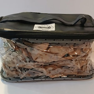 Vintaj Ribbon Storage and Dispenser Tote with Clear Polka Dot Vinyl Cover – Pull-Through Holes for Easy Craft Ribbon Access