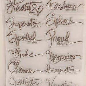 Inspirational Clear Word Stamp Set with 12 Handwritten Sentiments for Scrapbooking Cardmaking and DIY Journals
