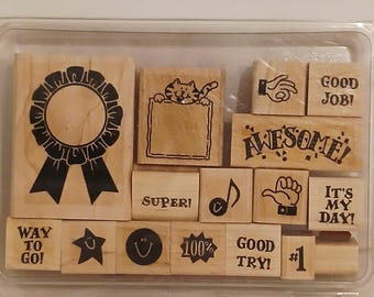 Encouragement Rubber Stamp Set: Teacher Reward Stamps, Scrapbooking