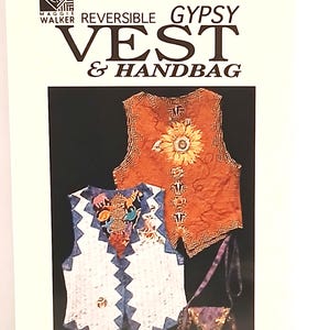 Maggie Walker Reversible Gypsy Vest and Handbag Sewing Pattern 1993 Vintage Boho Applique Design