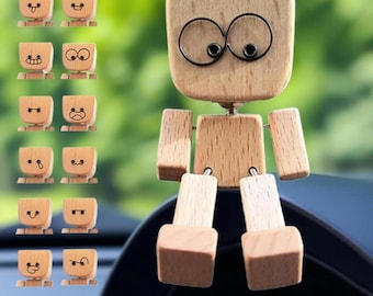 Charming Rocking Wooden Man Figurine, Shaking Feet Wooden Doll, Car Dashboard Decoration, Fun Action Figure, DIY New Year Gifts
