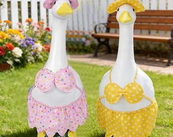 23" Porch Goose Summer Bikini Outfit,Porch Goose Summer Swim Outfit with Hat,Yard Decor Clothes