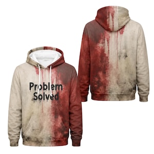 Probleem opgelost Horror Hoodie, Bloedspatten Halloween 3D Pullover Cadeau