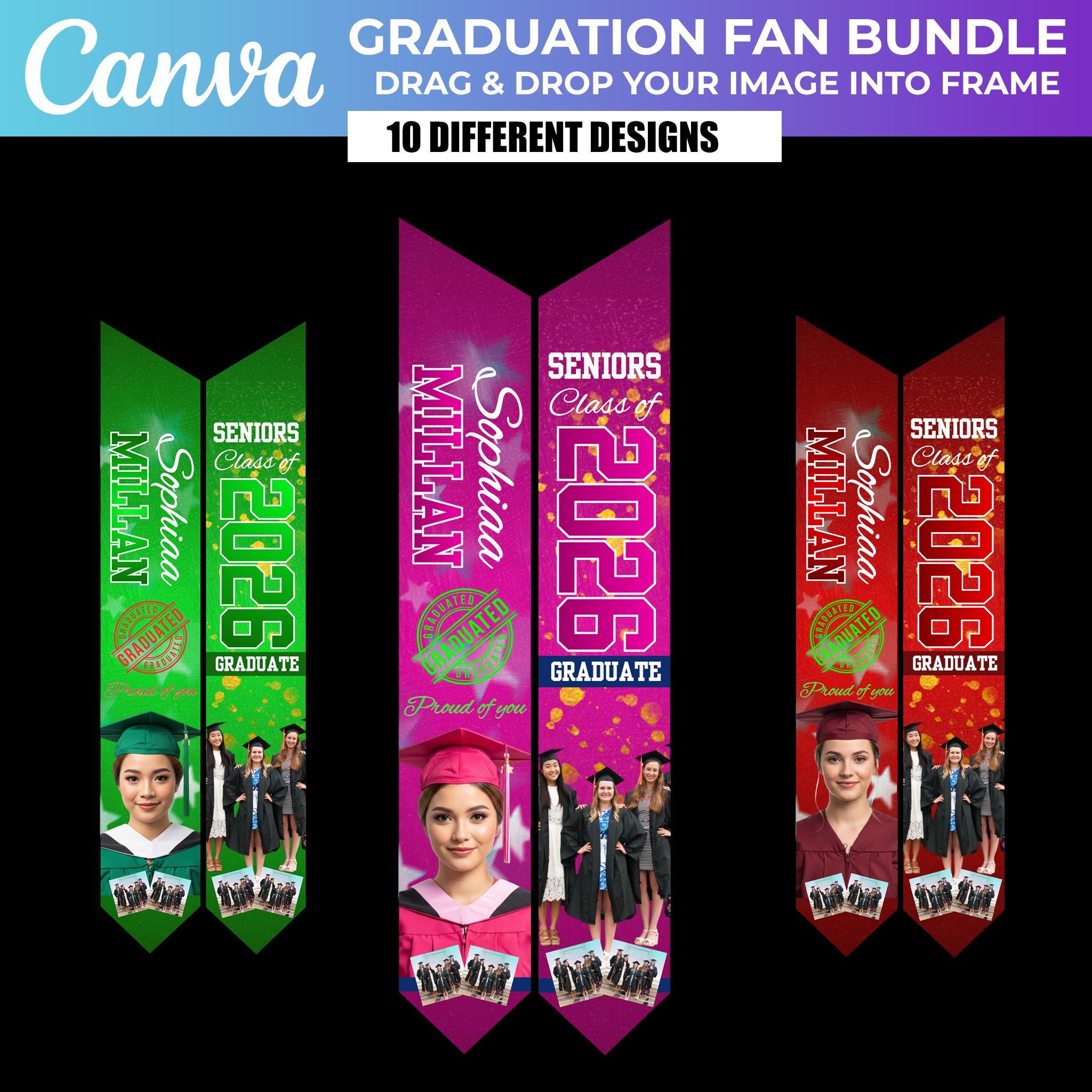 Graduation Sash Canva Templates, Graduation Stole & Graduation Fan ...