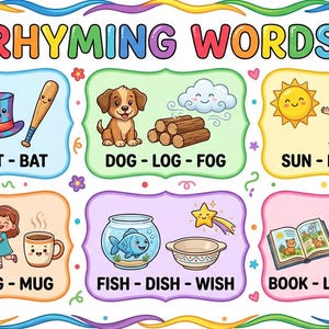 Look Rhyming Preschool Learning Posters | Set of 5 Classroom Decor (digital Download ...