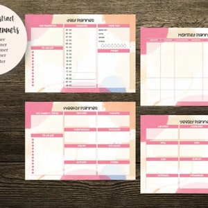 Abstracte digitale afdrukbare planner-dagelijks/wekelijks/maandelijks/jaarlijks-PDF, JPEG, Instant Download