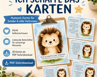 Encouragement cards for children | Boost self-confidence at school | 30 cards for elementary school children | Printable PDF