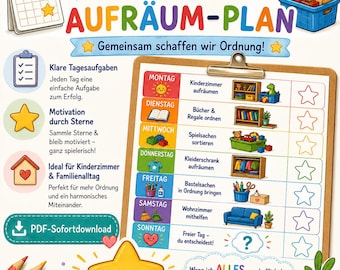 8 tidying aids for children | Tidying plan | Organizing a children's room | Montessori routine | Reward system | PDF download