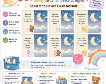 Bedtime Routine Cards for Kids | Printable Sleep Cards | Night Routine Chart | Calm Bedtime Rituals | Family connection