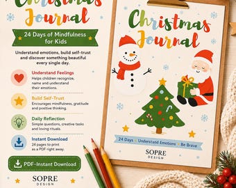 Christmas Journal for Kids | Advent Calendar Printable | 24-Day Holiday Reflection Journal | Christmas Activity for Kids | PDF Download