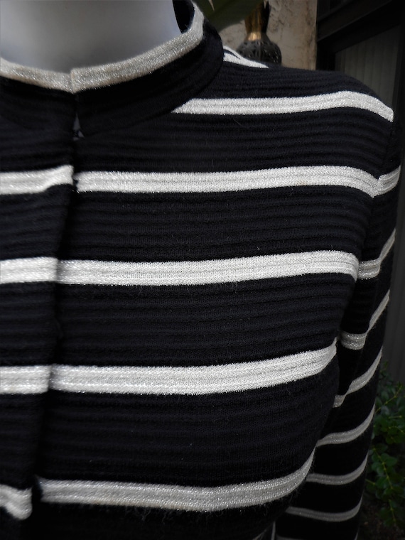 Vintage 1970's Youth Guild Black & Silver Striped… - image 2