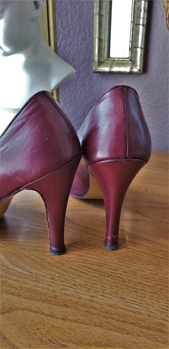 Vintage 1970's Andarte Burgundy Leather High Heel… - image 4