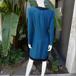 Vintage 1980's Marvin Singer for Depeche Mode Teal Blue & Black Dress Size 14 image 4