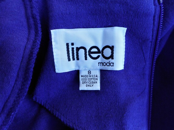 Vintage 1980's Linea Moda Purple & Black Cotton J… - image 5