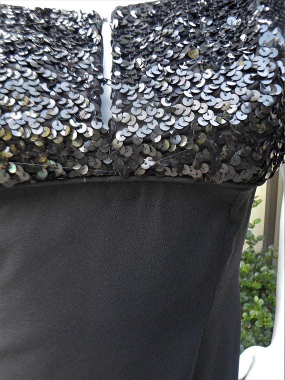 Vintage 1960's Black Cocktail Dress with Sequined… - image 2