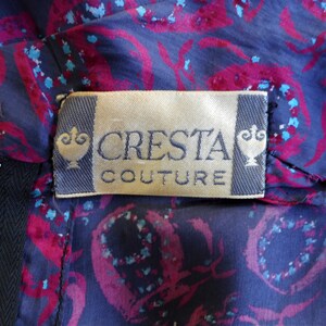 Vintage 1960's Cresta Couture Red & Grey Print Silk Dress Size 8 image 4