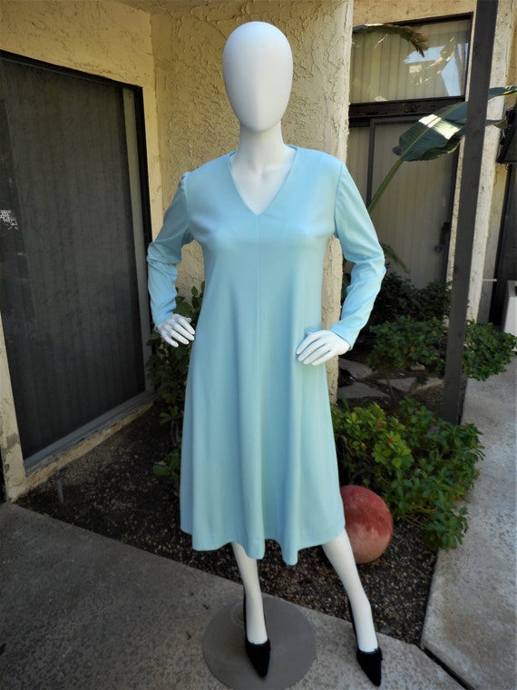 Vintage 1980's Jeunique Fashions Light Blue Dress