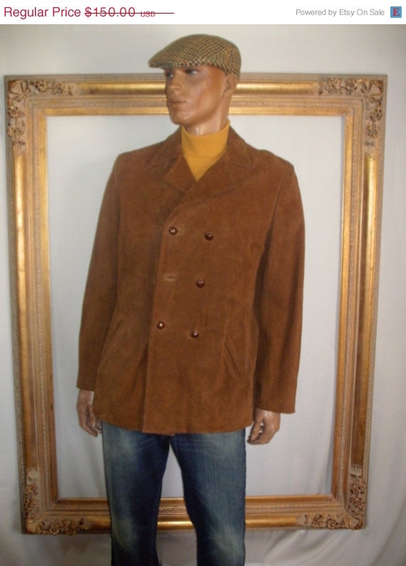 Vintage 1970's Brown Suede Double Breasted Jacket 