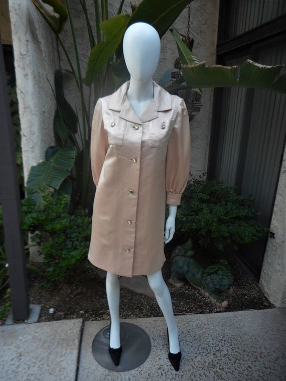 Vintage 1960's Teal Traina Pale Peach Evening Coat