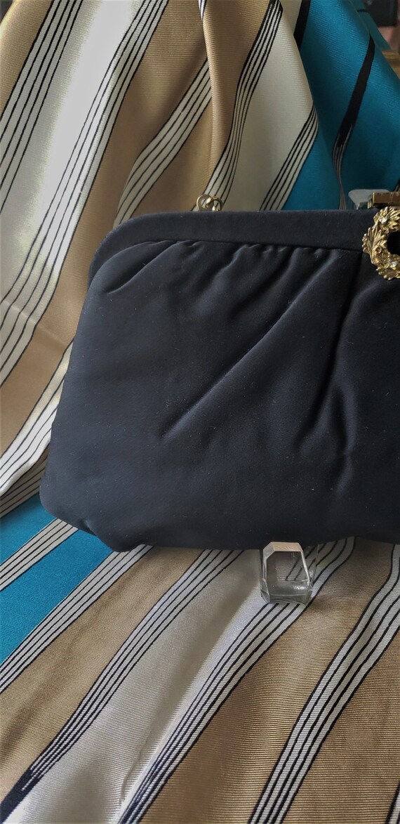 Vintage 1960's Garay Black Fabric Evening Bag - image 2