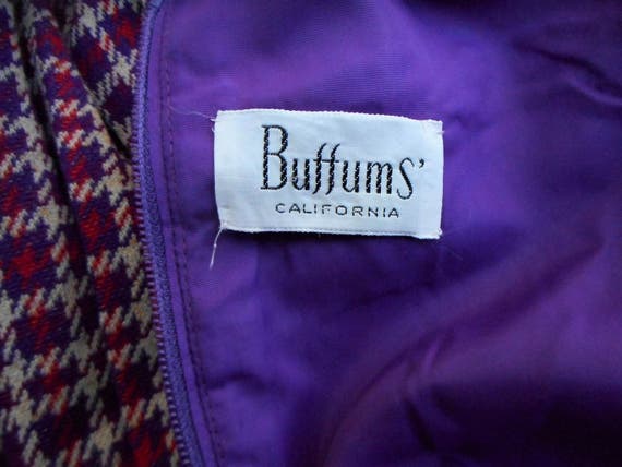 Vintage 1970's Buffums' Purple/Orange/Beige Wool … - image 4