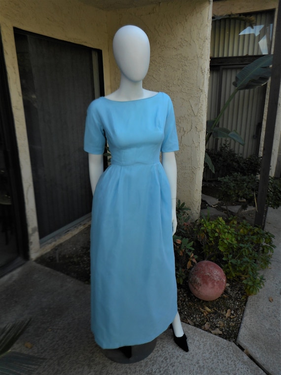 Vintage 1960's Lorrie Deb  Baby Blue Evening Dres… - image 1