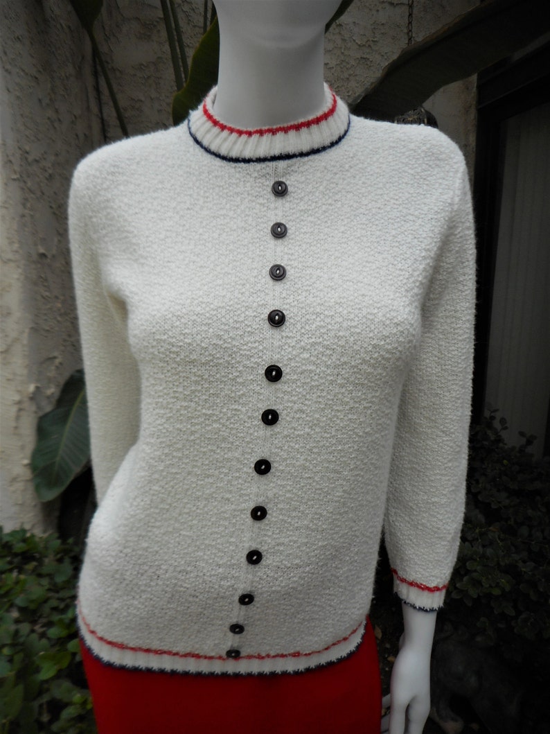 Vintage 1960/'s White Sweater Size 1012