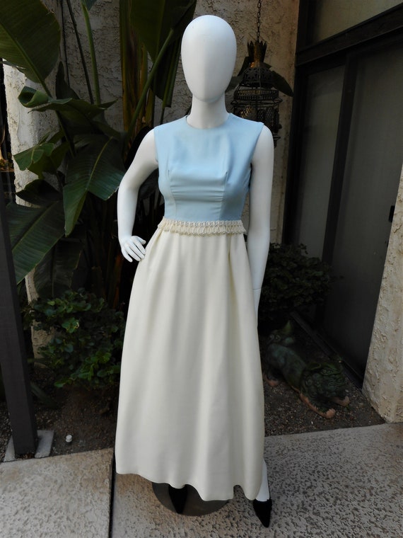 Vintage 1960's Light Blue & Cream Colored Evening… - image 1