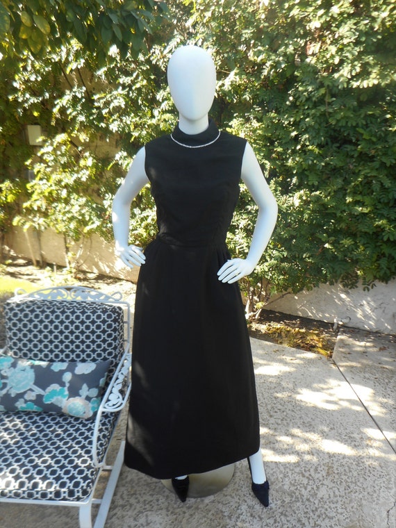 Vintage 1970's Black Evening Dress - Size 12