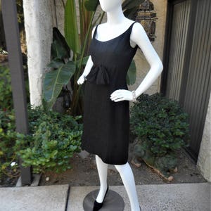 Vintage 1960's Black Jaquard Cocktail Dress - Size 8