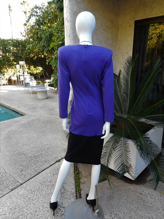 Vintage 1980's Linea Moda Purple & Black Cotton J… - image 4