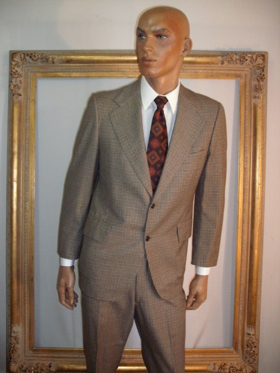 Vintage 1970's Bayne-Williams Brown Tweed Wool Su… - image 1