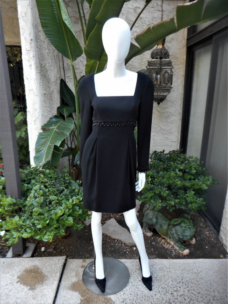Size 8 Vintage 1990/'s A.J Bari Black Cocktail Dress