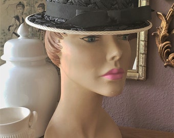 Vintage 1960's Ladies Black & White Hat