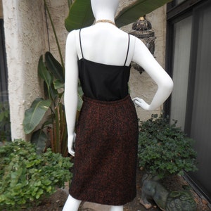 Vintage 1960's Orange/Black Boucle Pencil Skirt Size 10 image 5