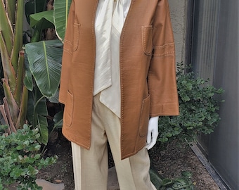 Vintage 1970's Juli Di Roma Brown Leather Look Jacket - Size Large