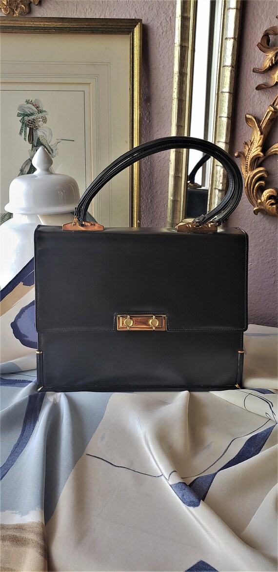 Vintage 1970's Black Leather Handbag