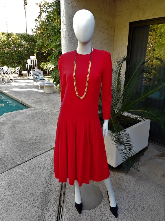 Vintage 1980's William Pearson Red Dress - Size 8