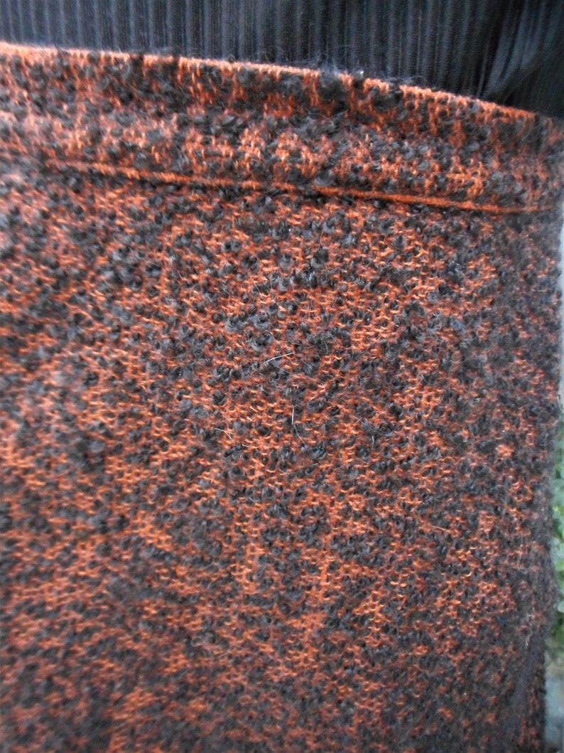 Vintage 1960's Orange/Black Boucle Pencil Skirt Size 10 image 3