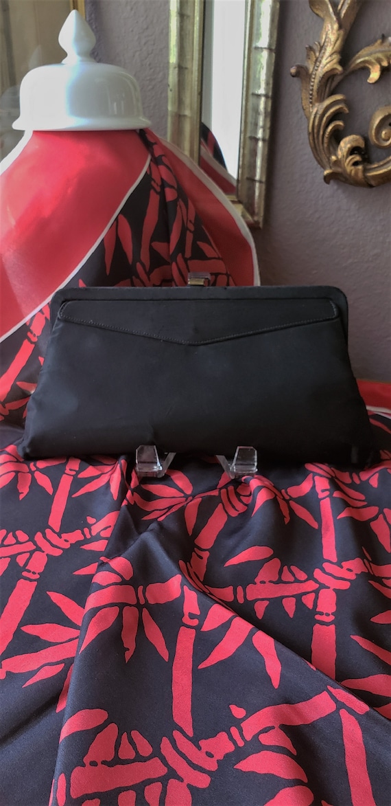 Vintage clutch. black fabric Gem