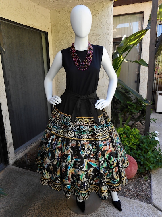 Vintage 1950's Mocambo Hand Painted Mexican Skirt