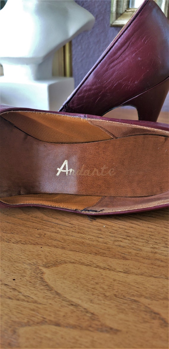 Vintage 1970's Andarte Burgundy Leather High Heel… - image 5