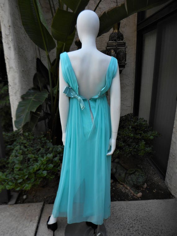 Vintage 1960's Coquette Frocks Blue Chiffon Empir… - image 3