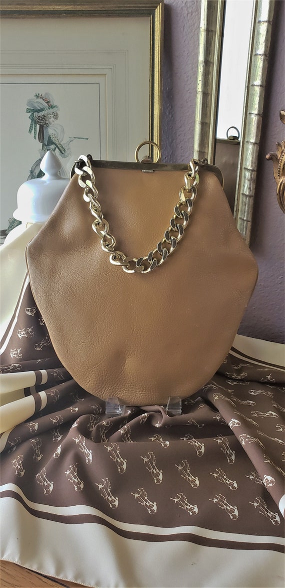 Vintage 1970's Roger Van S Brown Leather Handbag